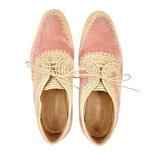 Gabriela Hearst x Clergerie Miguel Raffia Bicolor Flat Loafers in Pink & Cream